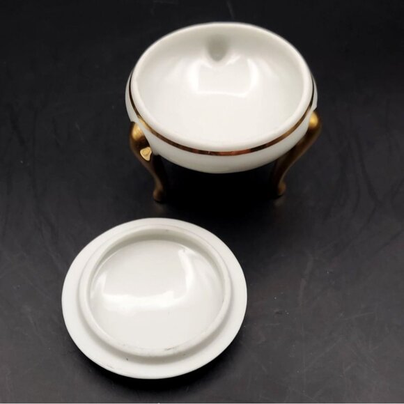 Limoges France 3-Legged Porcelain Trinket Dish Monaco Palais Du Prince w/ Lid - Picture 4 of 6